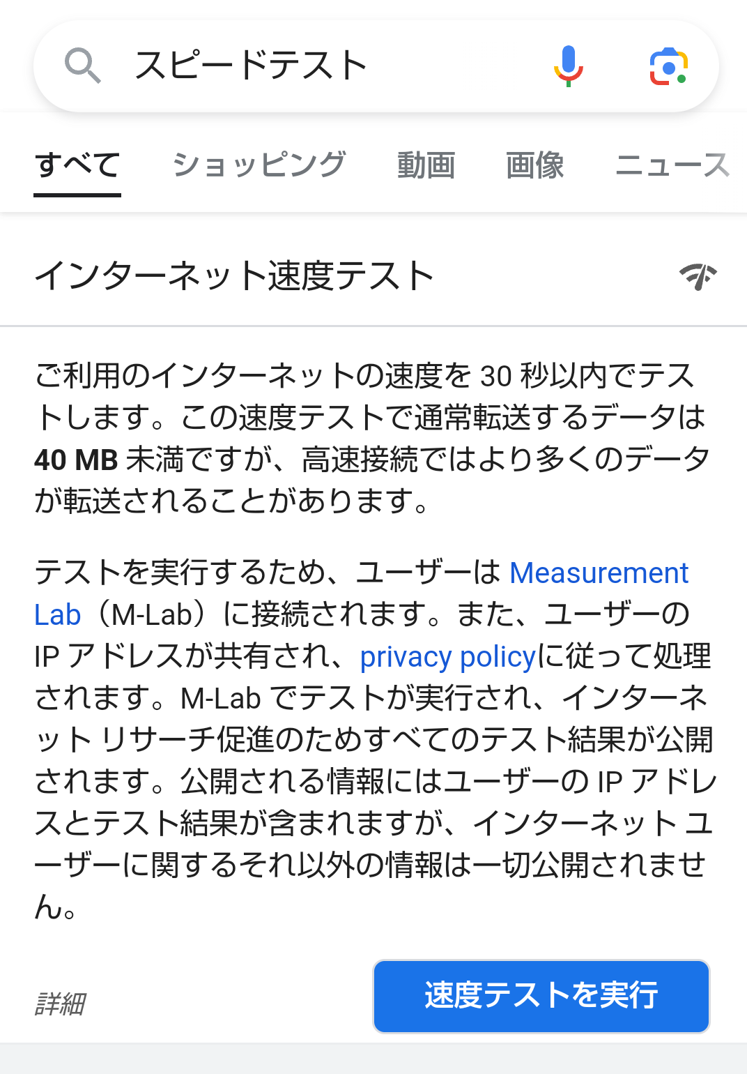 Googleスピードテスト_検索結果