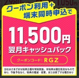 期間限定キャッシュバック終了